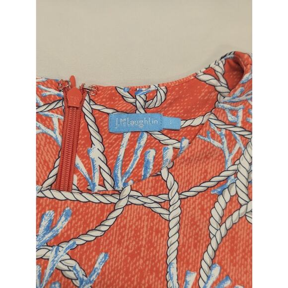 J. McLaughlin Dress Women Short Pullover Shift Dress Coral Nautical Seaside Sz L - Picture 3 of 10
